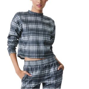 NWT Alice + Olivia Leslie Plaid Crop Sweatshirt